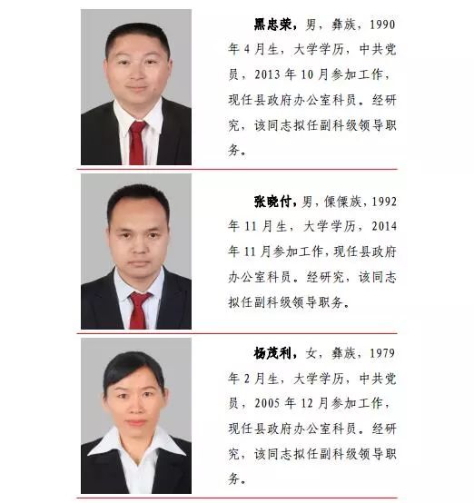 丘北县干部任职公示更新动态