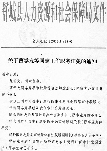 文县审计局人事任命揭晓，新任领导将带来深远影响